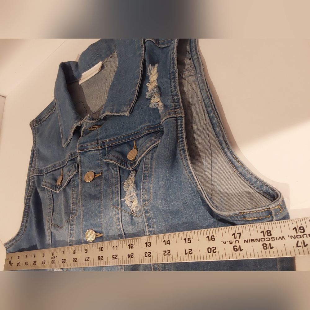 Embroidered Denim Vest with Snake and Wings Design - Picture 6 of 10
